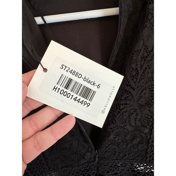 Hello Molly Black Lace Mini Dress Ruffle Cut Out Flutter Sleeves LBD NEW 2 Date - Picture 5 of 12